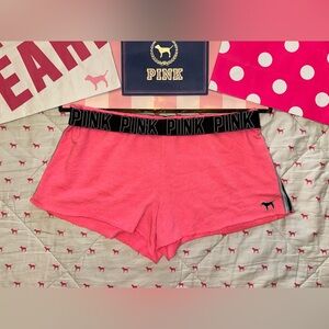 VS PINK VINTAGE Y2K FOLDOVER VARSITY BOOTY SHORTS DOG PUP LOGO RARE HTF LARGE